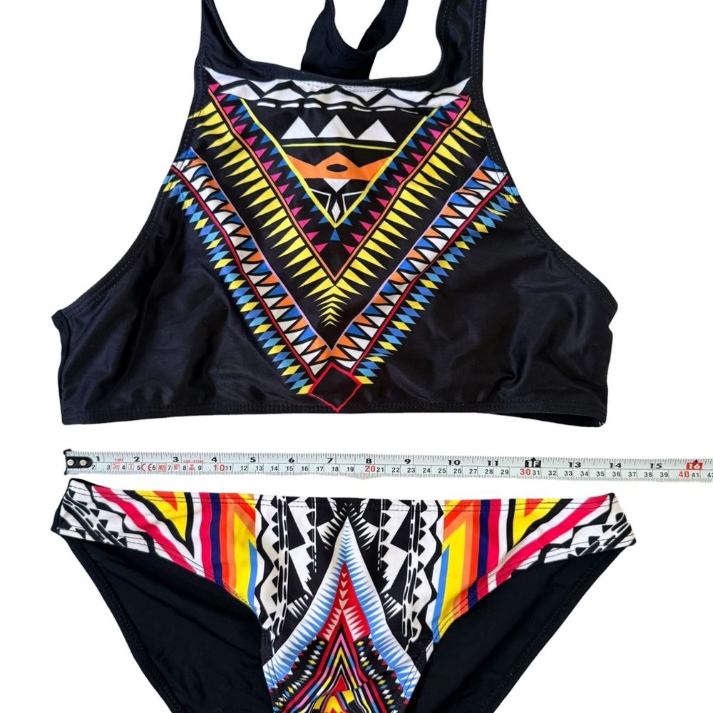 High-Neck Racerback 2-Piece Bikini Multicolor Womens Size Medium - Picture 6 of 7